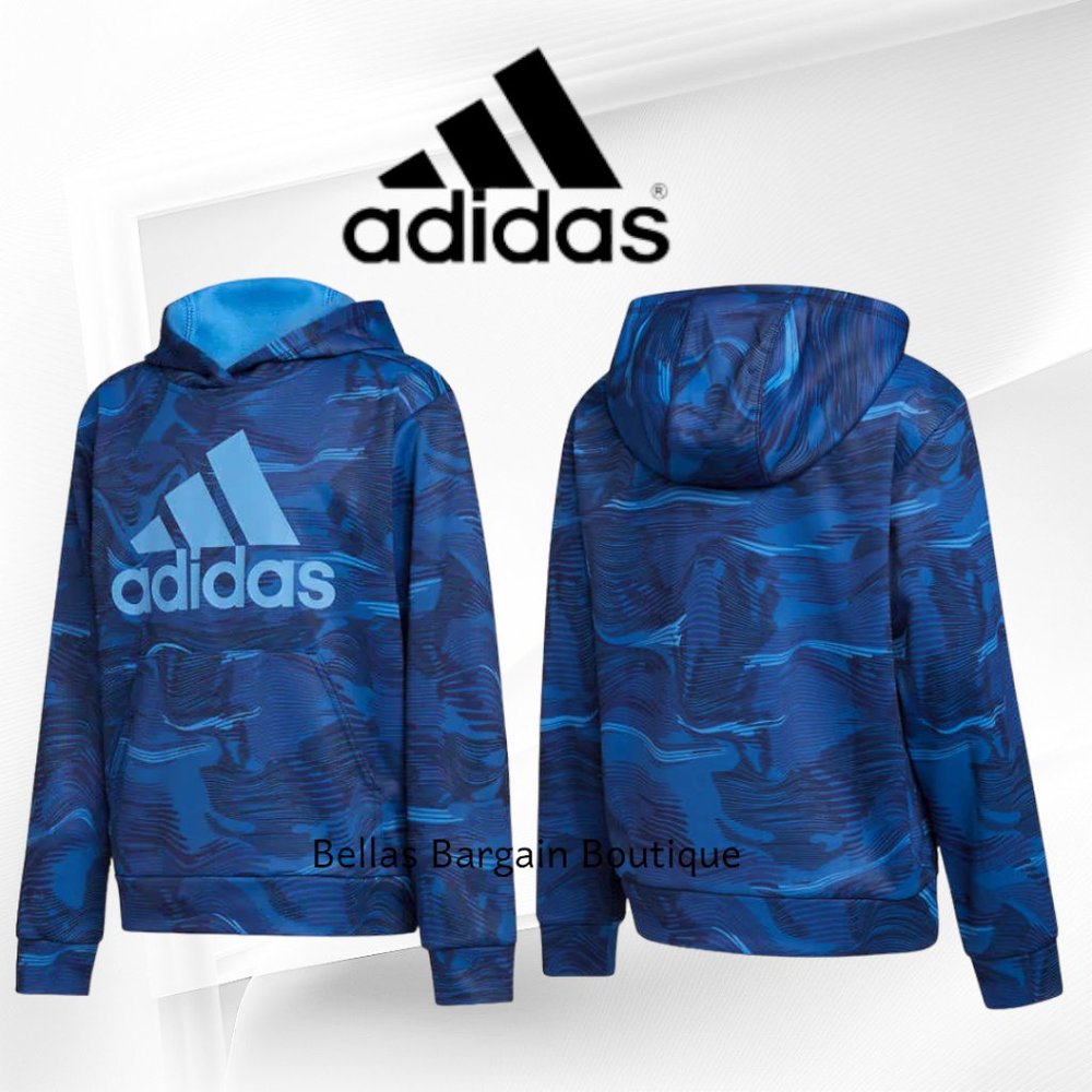 Adidas Youth Fleece Hoodie Blue Camouflage Size XL (18/20) NWT